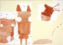 Rose Wylie: Horse, Pig & Chicken (fairy tale), 2009. Watercolor and collage on paper, 23 x 33 in.